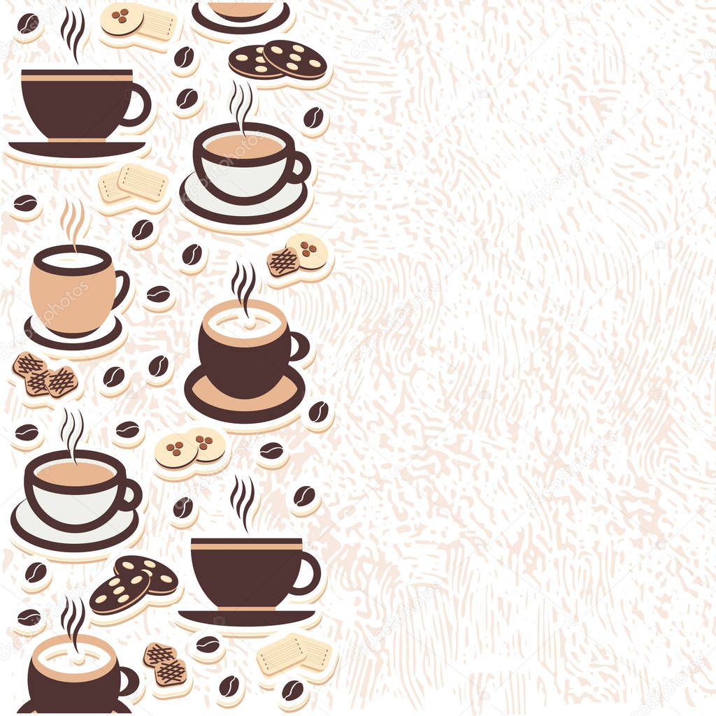 Vector illustration, a cup of cappuccino coffee, latte, espresso