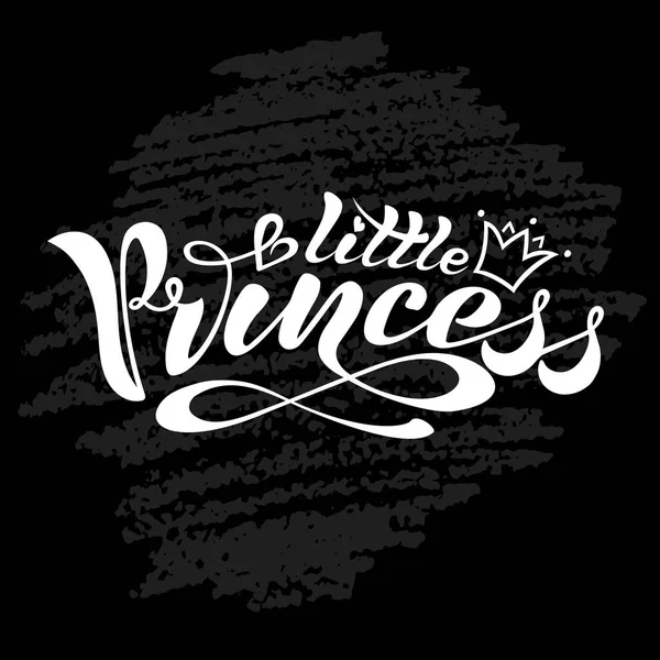 Mooie handgeschreven tekst, kalligrafie, inscriptie in vector-formaat, beetje princess met kroon voor briefkaart, poster, afdrukken, logo, afdrukken voor kinderkleding. gekleurde — Stockvector