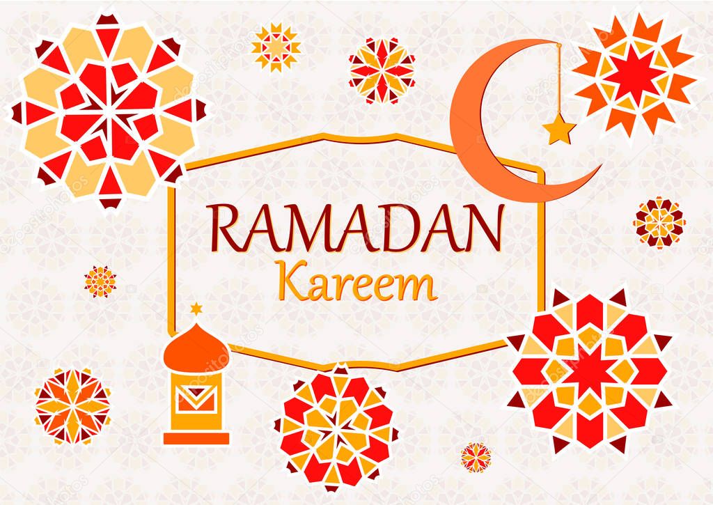 Vector illustration of text, inscription Ramadan Kareem banner, 