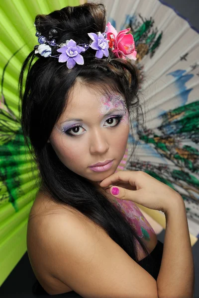 Close-up ritratto di ragazza asiatica con il make-up — Foto Stock