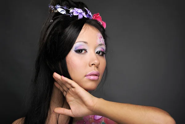 Close-up portret van Aziatische schoonheid meisje — Stockfoto