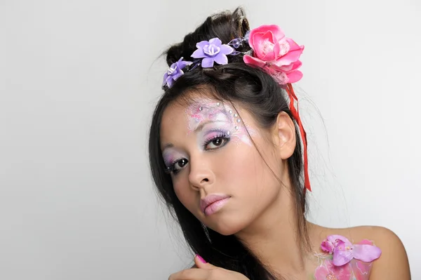 Nahaufnahme Porträt eines asiatischen Mädchens mit Make-up — Stockfoto