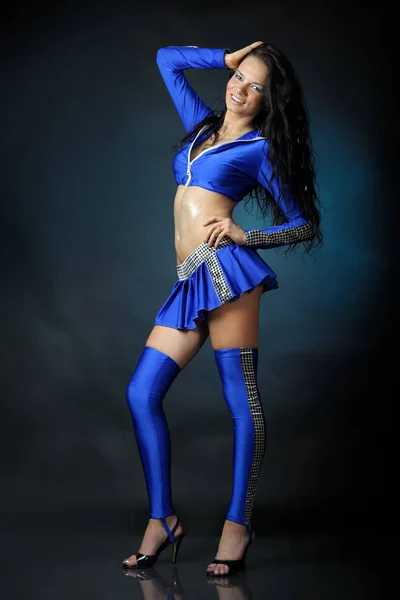 Woman in blue costume — Stock Photo, Image