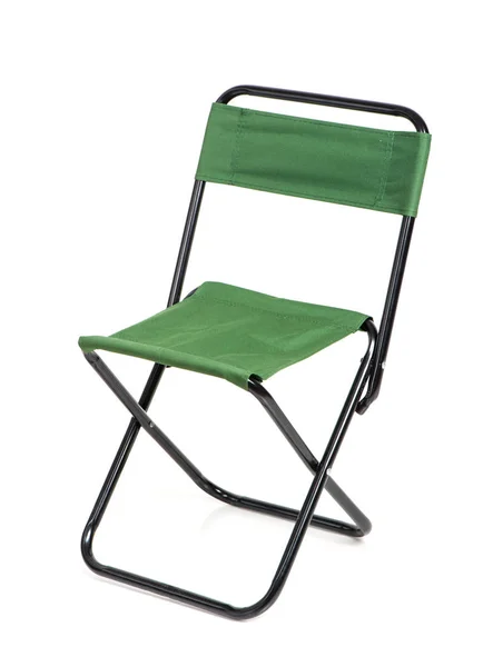 Folding chair with green fabric — Stock Photo, Image