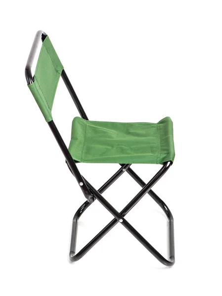 Folding chair with green fabric — Stock Photo, Image