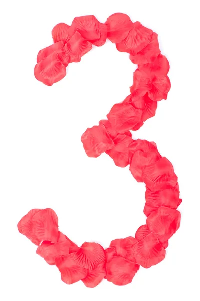 Pétalas de rosa como número — Fotografia de Stock