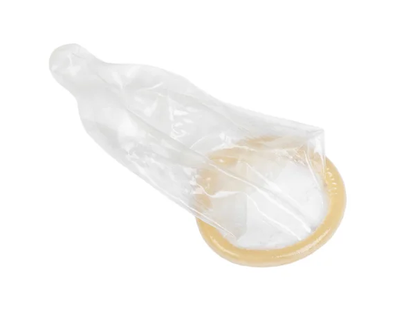 Gebruikte condoom geïsoleerd — Stockfoto
