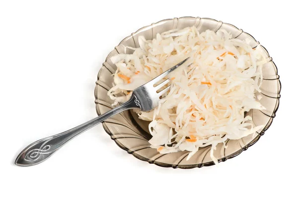 접시에 소금에 양배추 샐러드 — 스톡 사진