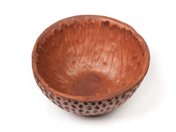 Clay bowl isolated — Stock Photo, Image