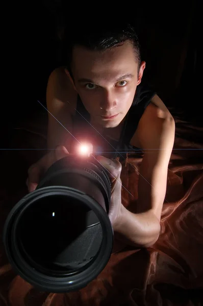 Man with camera — Stock Photo, Image