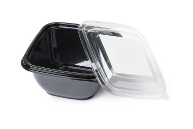 Boş siyah plastik kullan-at konteynır