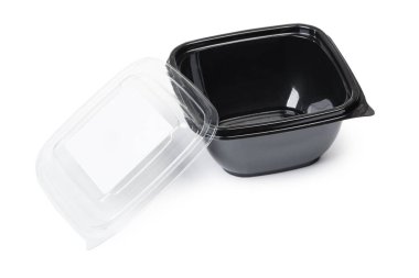 Boş siyah plastik kullan-at konteynır