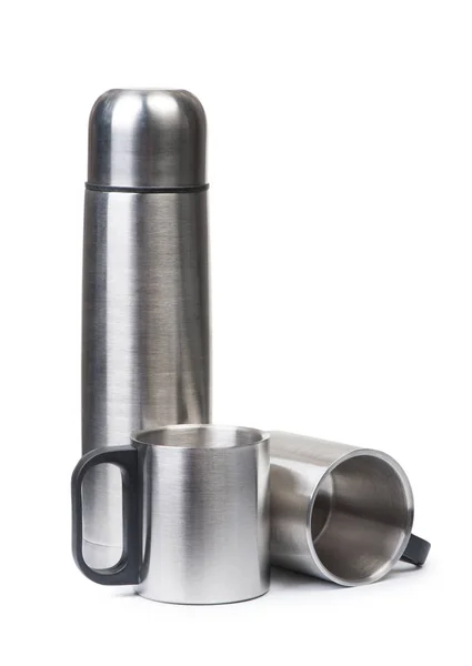 Steel thermos with mug — Stock Photo, Image