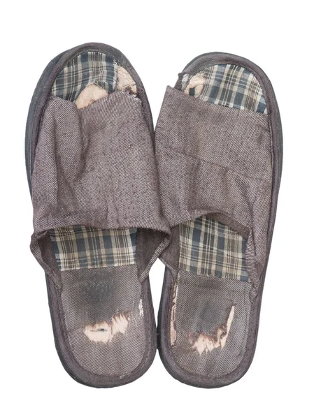 Pair of home worn slippers — Stock Photo, Image