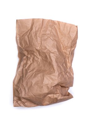 Buruşmuş kağıt poşet beyaz arkaplanda izole