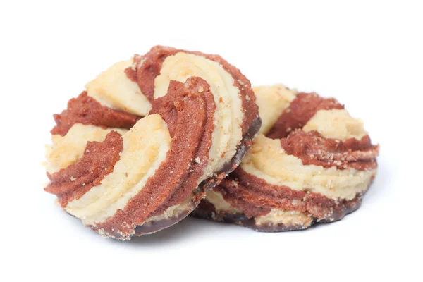 Grupp Spiral Cookies Isolerad Vit Bakgrund — Stockfoto