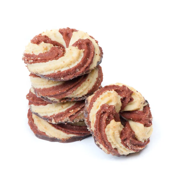 Grupp Spiral Cookies Isolerad Vit Bakgrund — Stockfoto