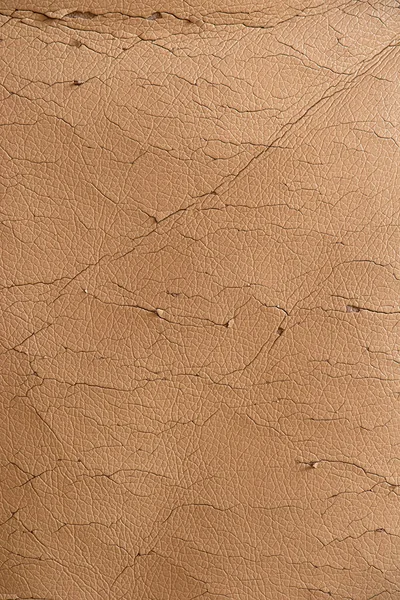Cracked Beige Leather Texture Background Bad Condition — Stock Photo, Image
