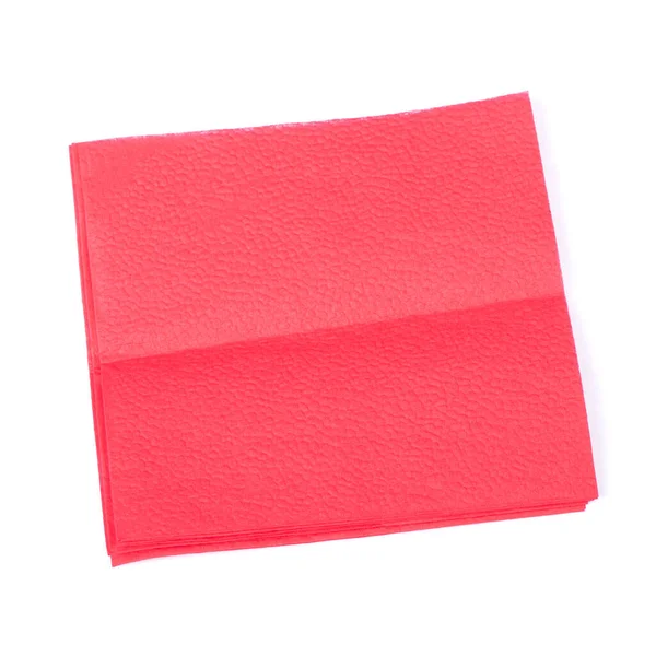 白色背景的干净红纸餐巾纸 — 图库照片