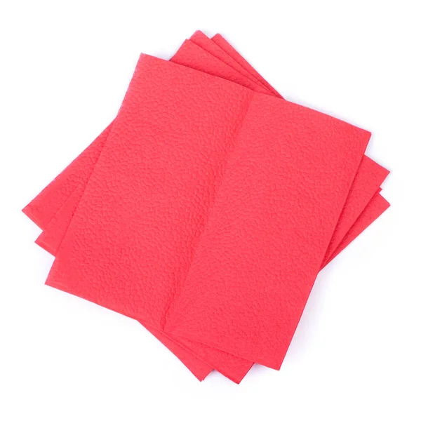 白色背景的干净红纸餐巾纸 — 图库照片