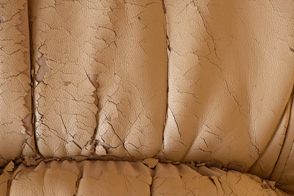 Cracked Beige Leather Texture Background Bad Condition — Stock Photo, Image