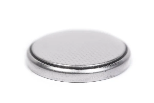 Batterie Plate Bouton Rond Lithium Isolé Sur Fond Blanc — Photo