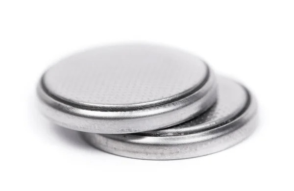 Flat Lithium Button Cell Battery Isolated White Background — Stock Photo, Image