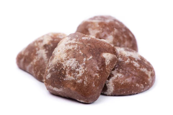 Gruppo Biscotti Pan Zenzero Cioccolato Isolati Sfondo Bianco — Foto Stock