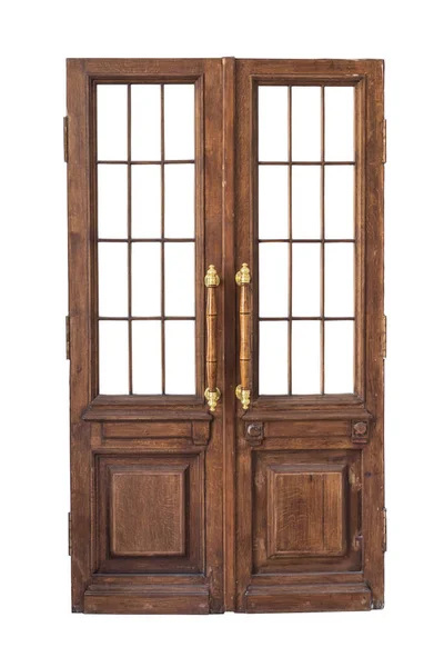 Alte Doppelte Vintage Tür Isoliert Auf Weißem Hintergrund — Stockfoto
