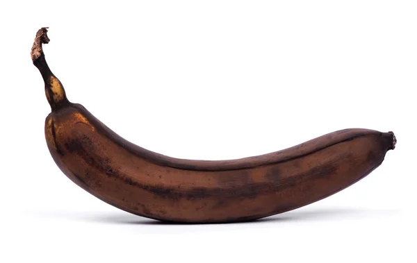 Eine Schwarze Überreife Banane Isoliert Auf Weißem Hintergrund — Stockfoto