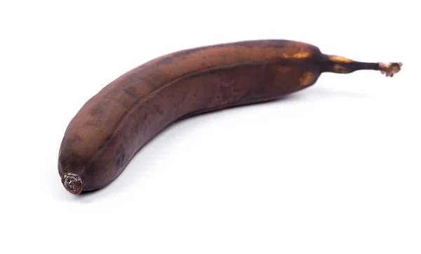 Eine Schwarze Überreife Banane Isoliert Auf Weißem Hintergrund — Stockfoto