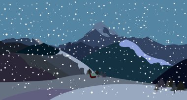 düşen kar ile Dağları