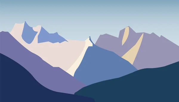 Montagnes avec chute de neige — Image vectorielle