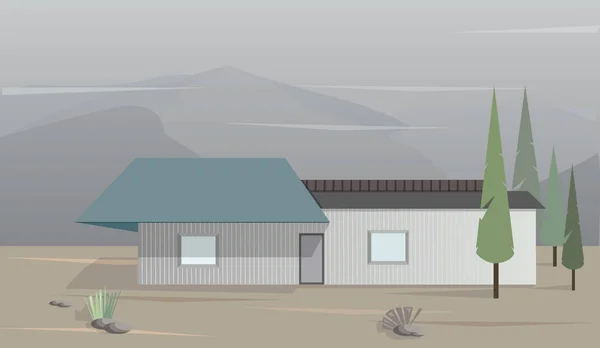 Illustrazione di una casa in montagna — Vettoriale Stock