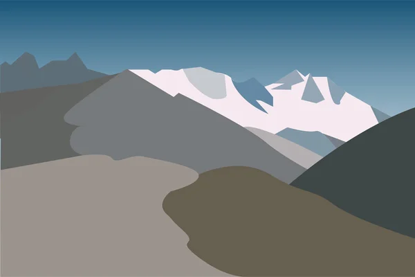 Montañas con nieve cayendo — Vector de stock