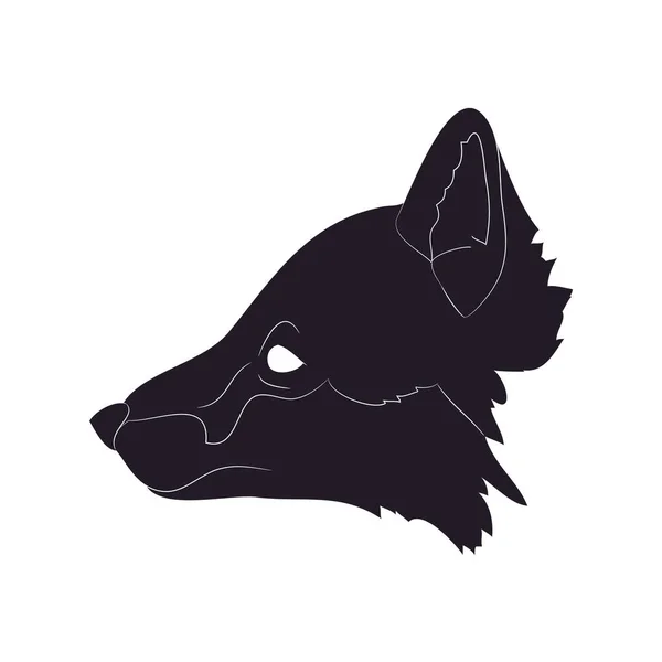 Fox portrait vector illustration, silhouette drawing, wild world — Stock Vector