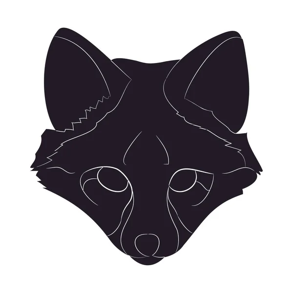 Fuchs Portraitvektorillustration, Silhouettenzeichnung, wilde Welt — Stockvektor