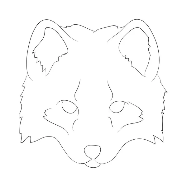 Fotografia do vetor do retrato da raposa, desenho de linha, mundo selvagem — Vetor de Stock