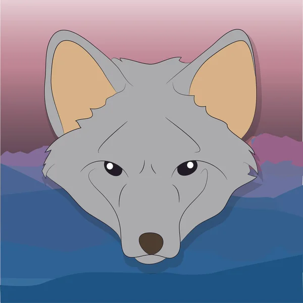Portret van vos, vector, op groene achtergrond — Stockvector