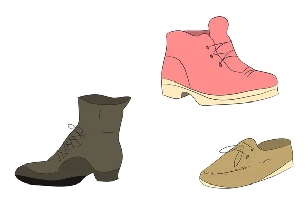 Illustration vectorielle de chaussures, dessin couleur, vecteur — Image vectorielle