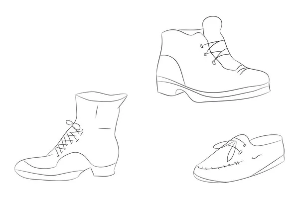 Векторні ілюстрації взуття, лінійний малюнок, вектор Ліцензійні Стокові Ілюстрації