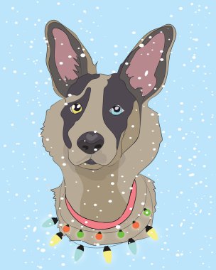 Hayvanlı yeni yıl kartının vektör illüstrasyonu