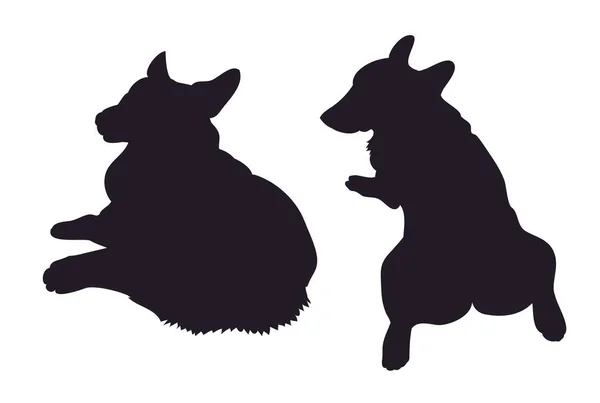 Vector illustration of corgi dogs drawing silhouette — 스톡 벡터