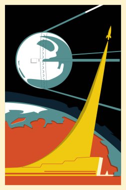 cosmonautics day vector card, space card, space, vector clipart