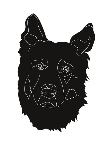 Dog Portrait Silhouette Vector White Background Silhouette — Stock Vector