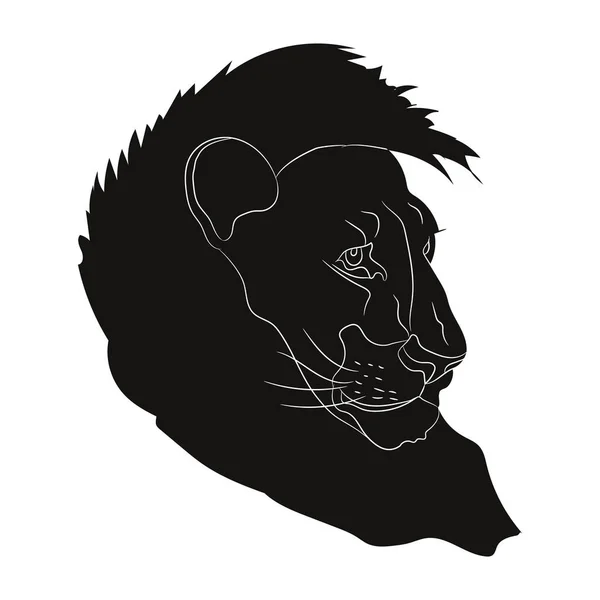 Löwenvektor Zeichnung Silhouette Vektor Weißer Hintergrund — Stockvektor