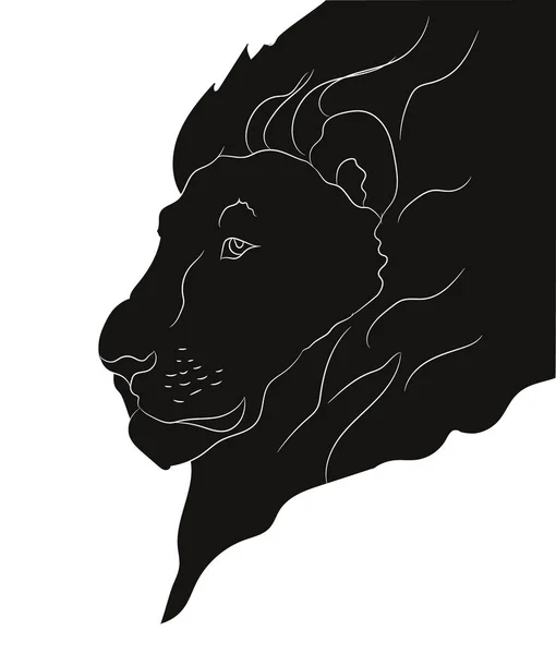 Lion Vector Drawing Silhouette Vector White Background — Stock Vector