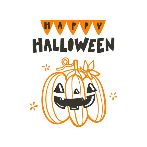 Feliz tarjeta de calabaza de Halloween — Vector de stock
