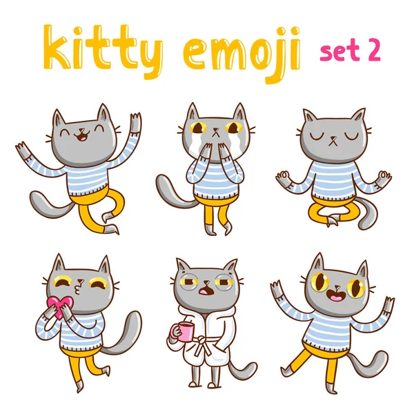 Jeu d'emoji Kitty 2 — Image vectorielle