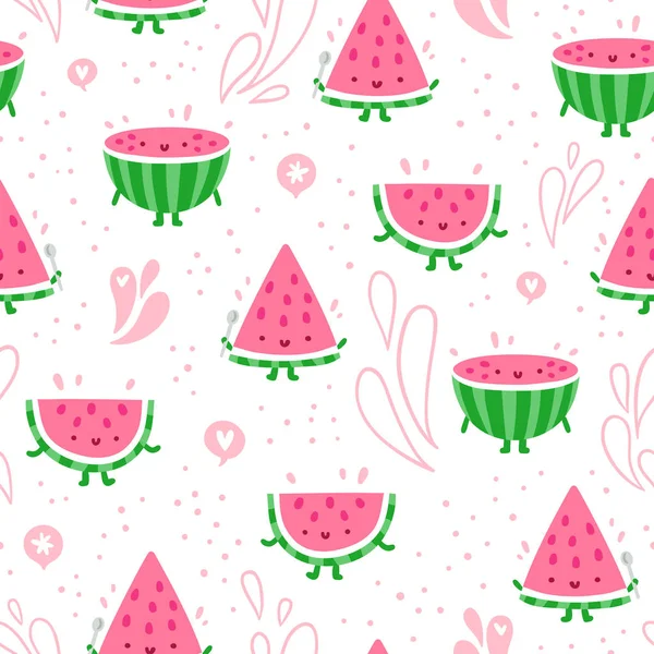 Wassermelone Spaß nahtlose Muster — Stockvektor